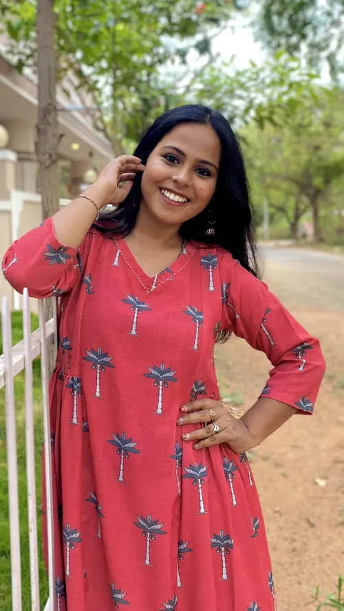  Tree Printed A-Line Kurti
